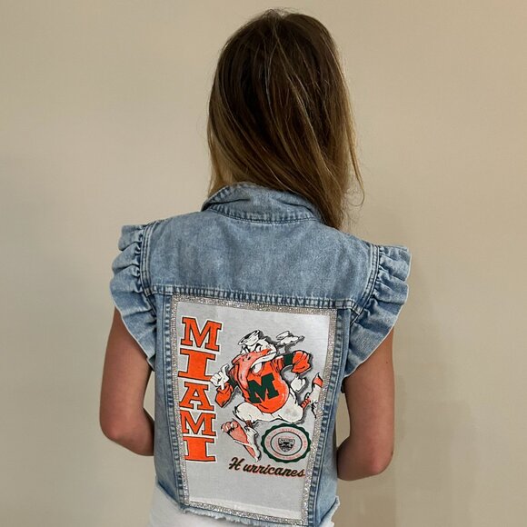 Miami Hurricane Ruffle Denim Vest - Picture 1 of 4